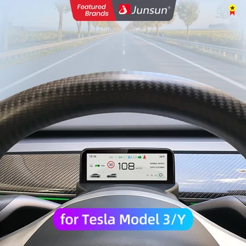 Junsun Модернизация комбинации приборов для Tesla Model 3 и Y Приборная панель Tesla Цифровой ЖК-дисплей Приборная панель Спидометр с проекционным дисплеем