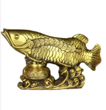 Медная рыба, медно-золотая рыба-дракон, украшение дома, изделия из металла