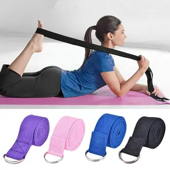 Ремень для йоги Прочные хлопковые ремни для упражнений Регулируемая D-образная пряжка дает гибкость для йоги Растяжка Пилатес 1,8 м x 3,8 см P0R7