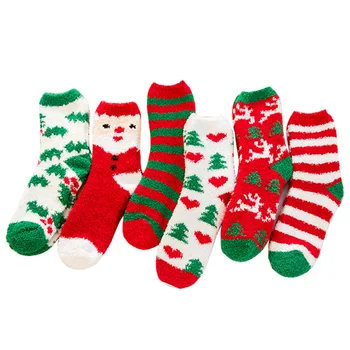 TS007A Рождественские украшения для дома Рождественские украшения 2020 Новогодний декор 2021 красно-зеленый Санта-Клаус Лось Коралловый Флисовые Рождественские носки