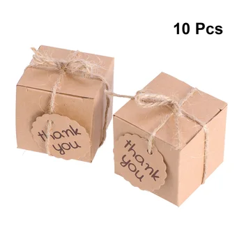 20 шт./ 10 комплектов Подарочные коробки Крафт-коробка с веревкой Ящики для подарков Коробки для угощений для свадебных сувениров Душ Принадлежности для вечеринки по случаю дня рождения (