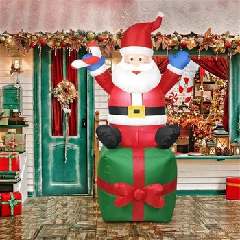 180 см Рождественский надувной Санта-Клаус Светодиодное украшение для двора, всепогодный праздничный праздник Сад Газон Декор