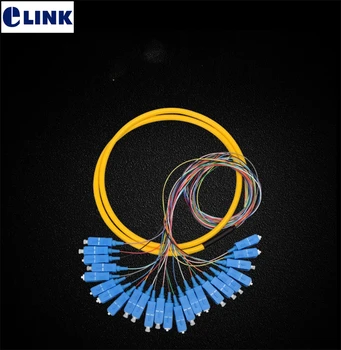  SC пигтейлы 24 жилы цветные 1,5 мтра 9/125 мкм SM 0,9 мм оптоволоконный кабель с желтой оболочкой типа пигтейл заводской ELINK