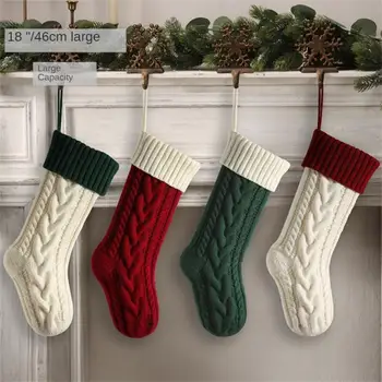 Декоративные носки Вязаные рождественские чулки высокой емкости Многоразовые изысканные удобные экологически чистые носки